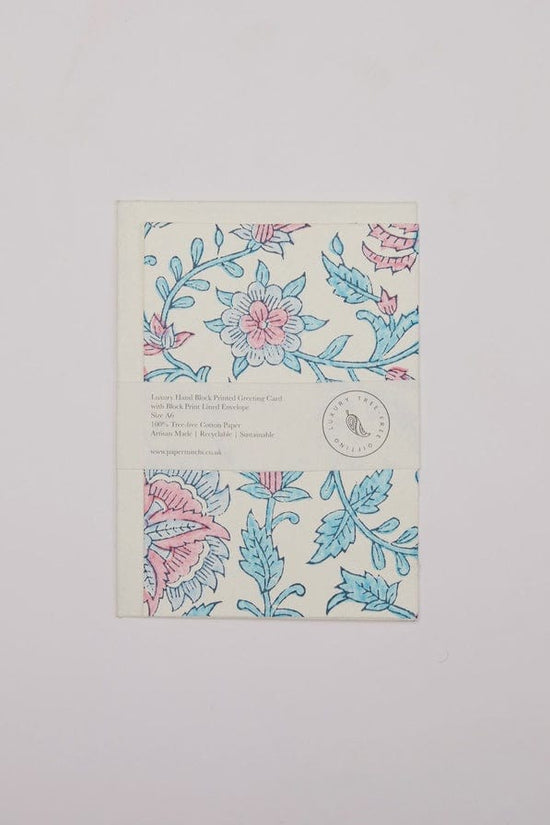 Paper Mirchi Homewares Paper Mirchi Card Hand Block Printed Flora Sky