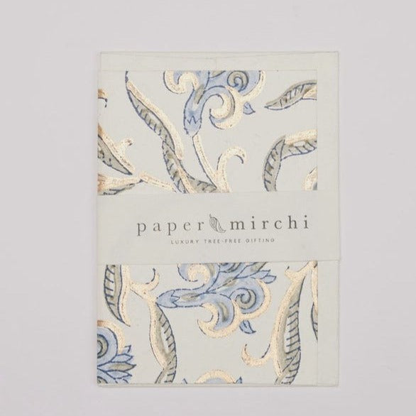 Paper Mirchi Homewares Paper Mirchi Card Hand Blocked Iris Glitz Blue