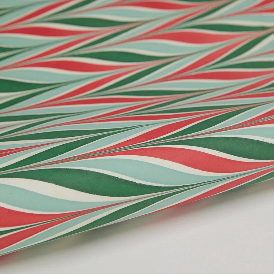 Paper Mirchi Homewares Paper Mirchi Christmas Candy Stripes Hand Marbled Wrapping Paper