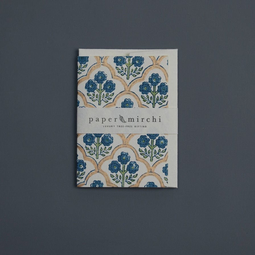 Paper Mirchi Homewares Paper Mirchi Hand Block Printed Greeting Card Trellis Indigo