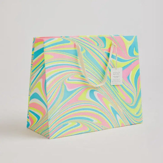 Paper Mirchi Homewares Paper Mirchi Hand Block Printed Large Gift Bag Neon