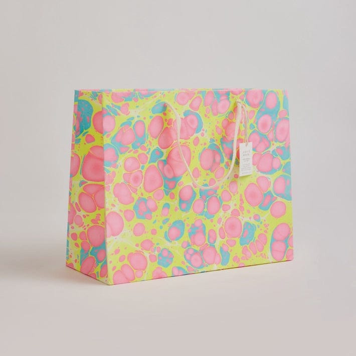 Paper Mirchi Homewares Paper Mirchi Hand Block Printed Large Gift Bag Neon