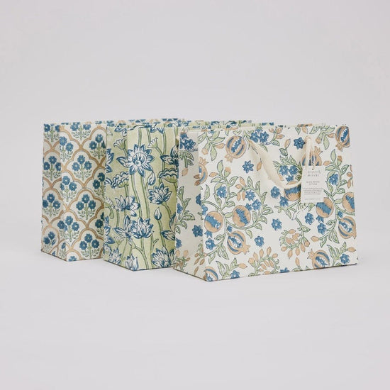 Paper Mirchi Homewares Paper Mirchi Hand Block Printed Medium Gift Bag Indigo