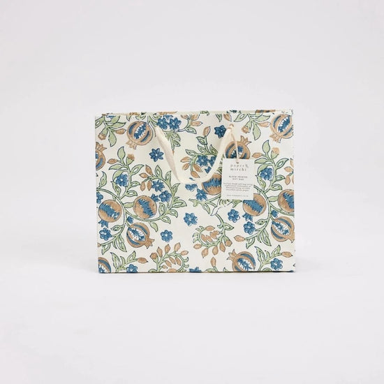 Paper Mirchi Homewares Paper Mirchi Hand Block Printed Medium Gift Bag Indigo