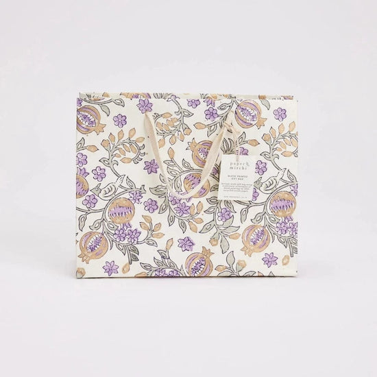 Paper Mirchi Homewares Paper Mirchi Hand Block Printed Medium Gift Bag Lavender