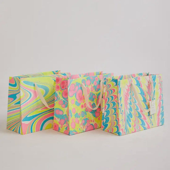 Paper Mirchi Homewares Paper Mirchi Hand Block Printed Medium Gift Bag Neon