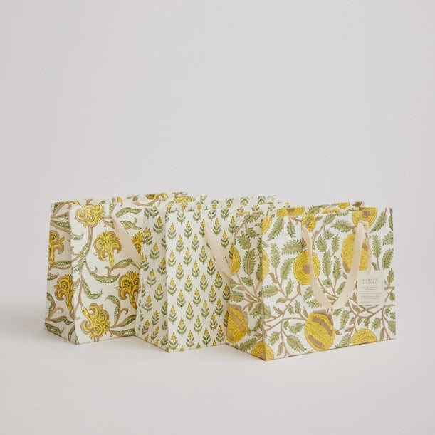 Paper Mirchi Homewares Paper Mirchi Hand Block Printed Medium Gift Bag Sunshine