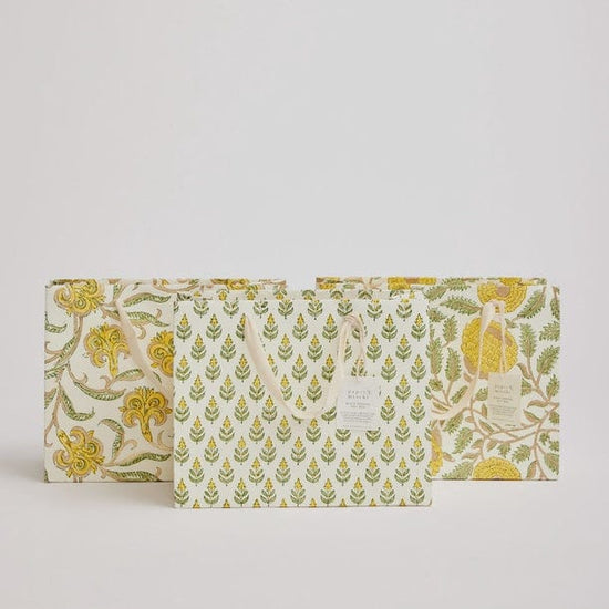 Paper Mirchi Homewares Paper Mirchi Hand Block Printed Medium Gift Bag Sunshine