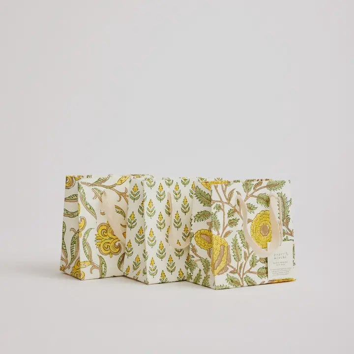 Paper Mirchi Homewares Paper Mirchi Hand Block Printed Small Gift Bag Sunshine