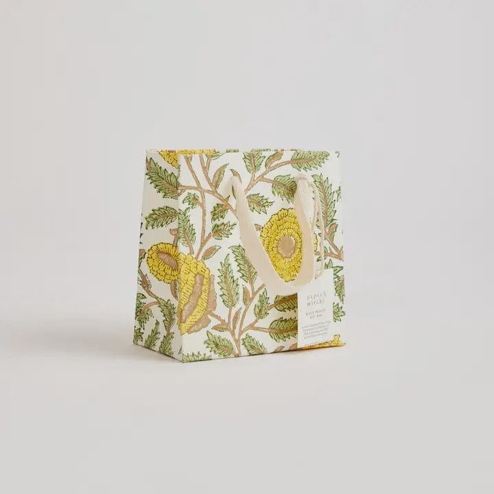 Paper Mirchi Homewares Paper Mirchi Hand Block Printed Small Gift Bag Sunshine