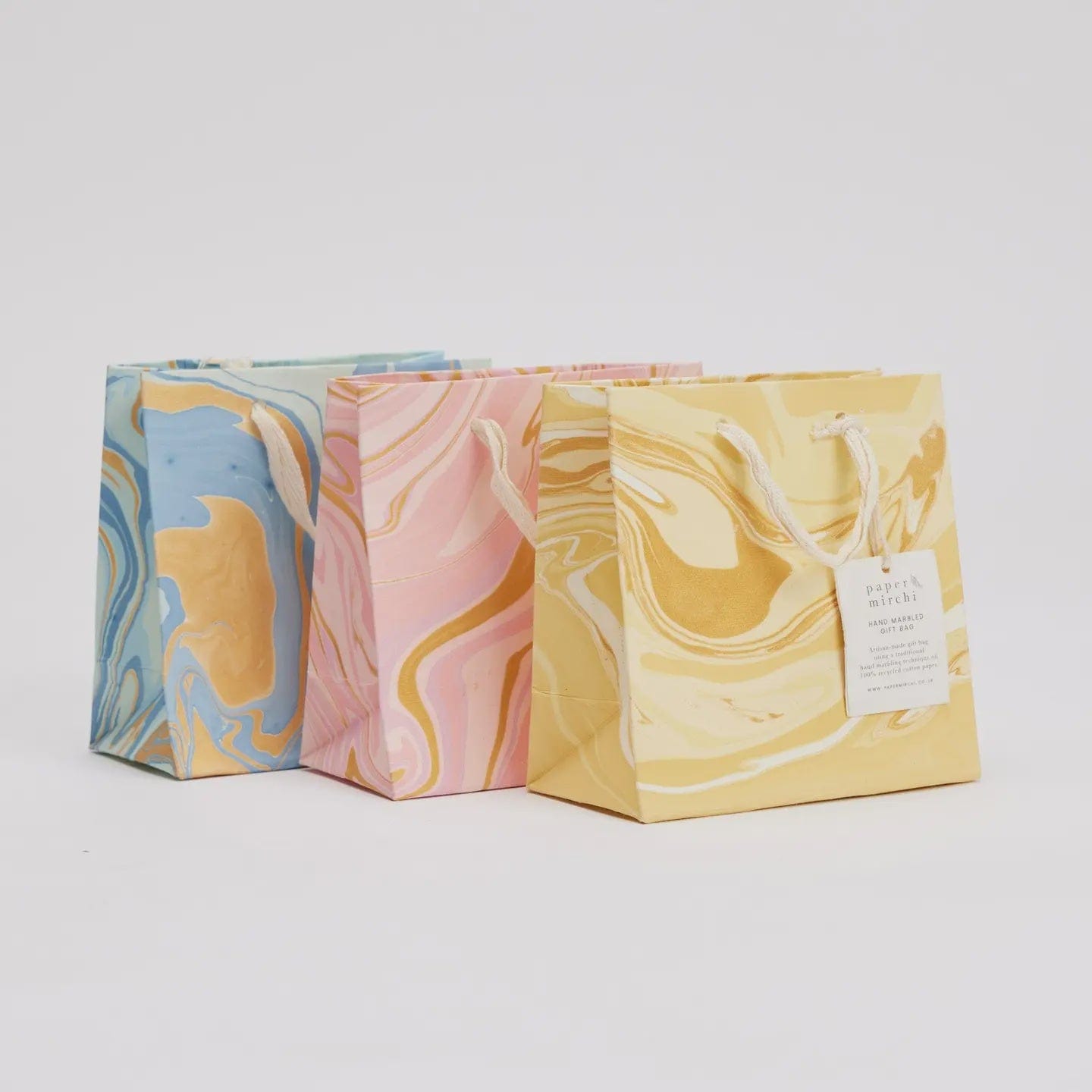 Paper Mirchi Homewares Paper Mirchi Hand Marbled Gift Bags Small Celebration