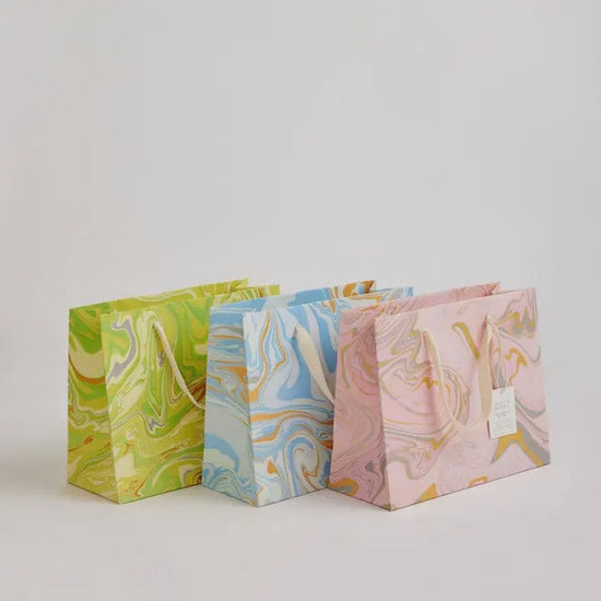 Paper Mirchi Homewares Paper Mirchi Hand Marbled Medium Gift Bag Pastel