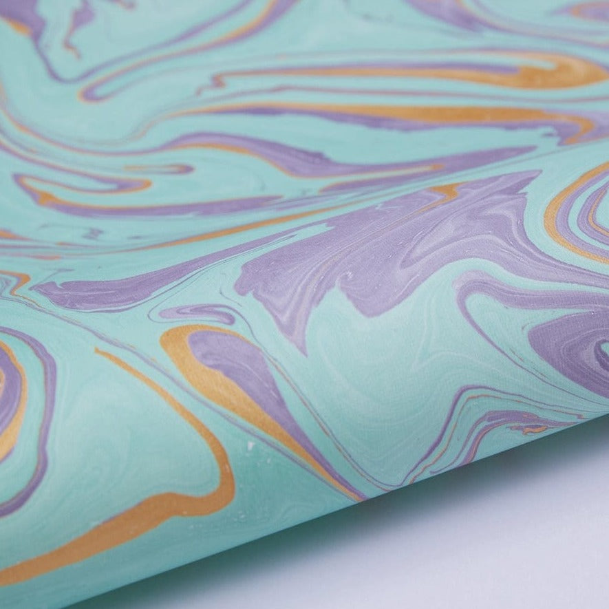 Paper Mirchi Homewares Paper Mirchi Hand Marbled Wrapping Paper Sheet Dreamy Lilac