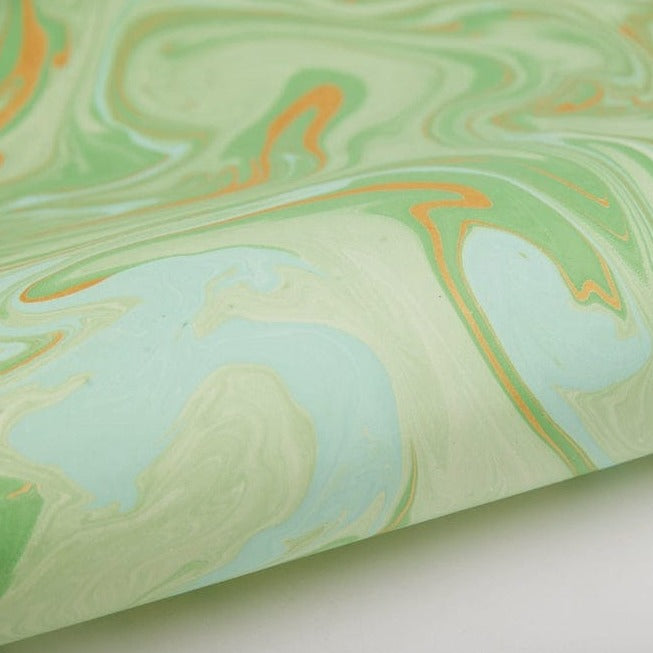 Paper Mirchi Homewares Paper Mirchi Hand Marbled Wrapping Paper Sheet Fresh Mint