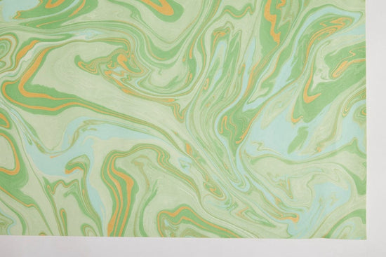 Paper Mirchi Homewares Paper Mirchi Hand Marbled Wrapping Paper Sheet Fresh Mint