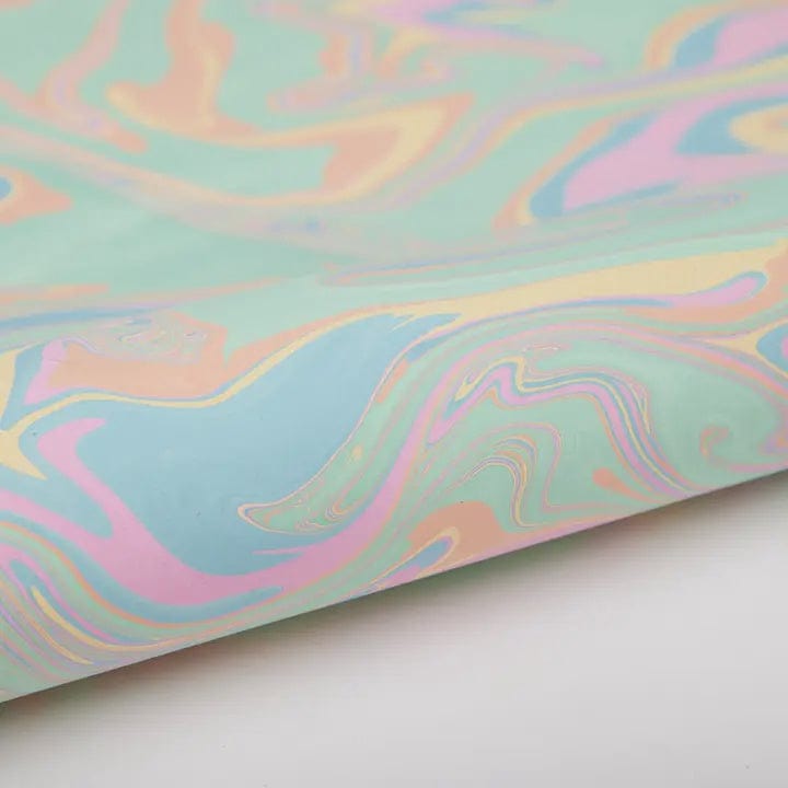 Paper Mirchi Homewares Paper Mirchi Hand Marbled Wrapping Paper Sheet Pastel Punch