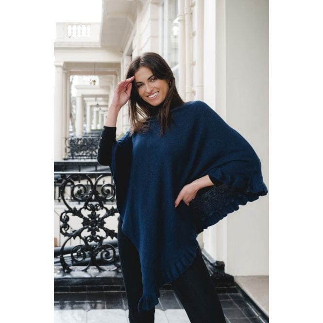 Park Lane Fashion Park Lane Lara Cashmere Mix Poncho in French Navy