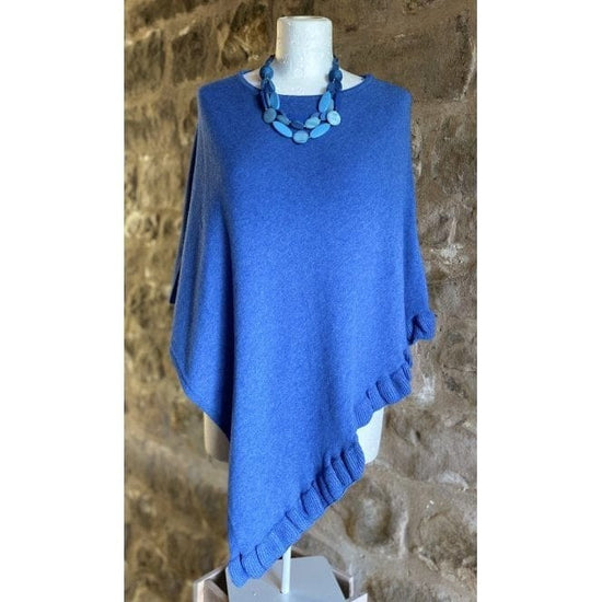 Park Lane Fashion Park Lane Lara Cashmere Mix Poncho in Grecian Blue