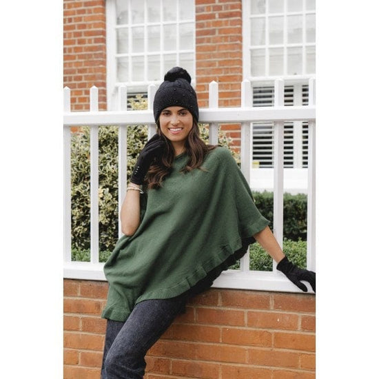 Park Lane Fashion Park Lane Lara Cashmere Mix Poncho in Moorland Green