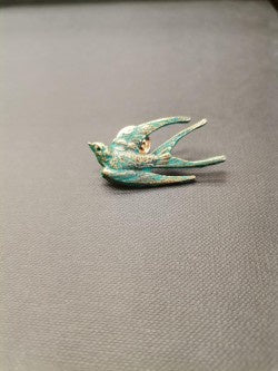 Blue Swallow Brooch