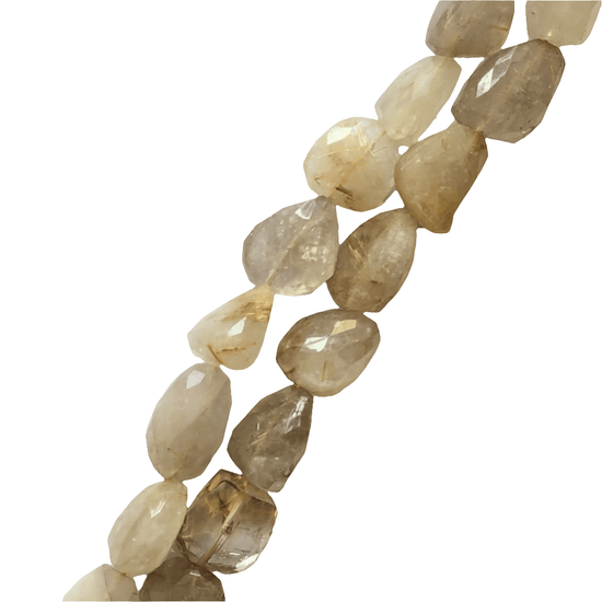 precious sparkle Golden Rutile Quartz Flat Faceted Nugget Bead