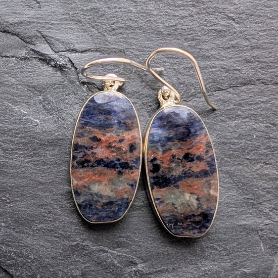 precious sparkle Jewellery Sodalite Oval Sterling Silver Earrings