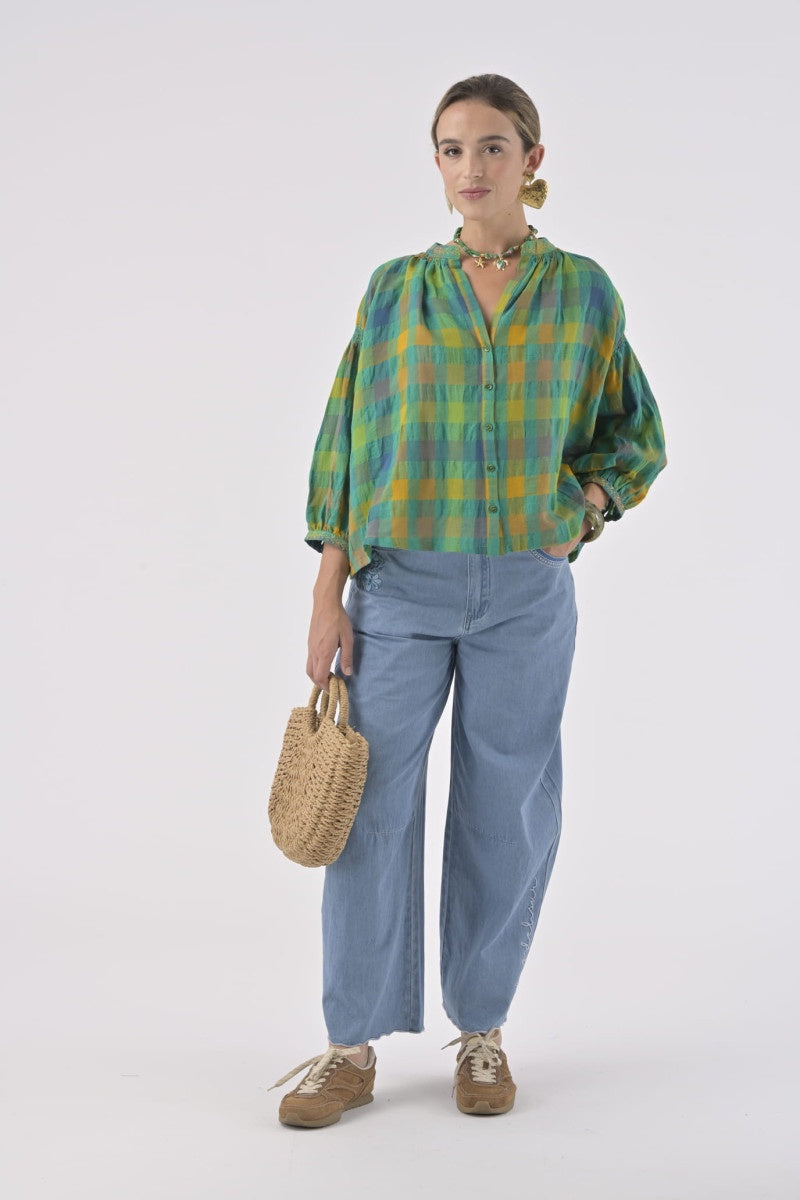 Orfeo Daniele Blouse Checkered Green
