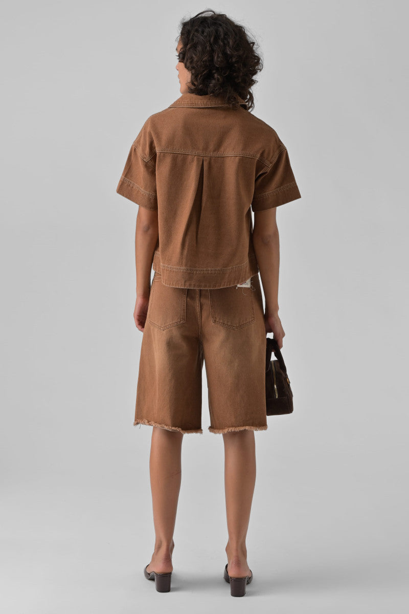 Orfeo Lyne Brown Denim Blouse - Precious Sparkle