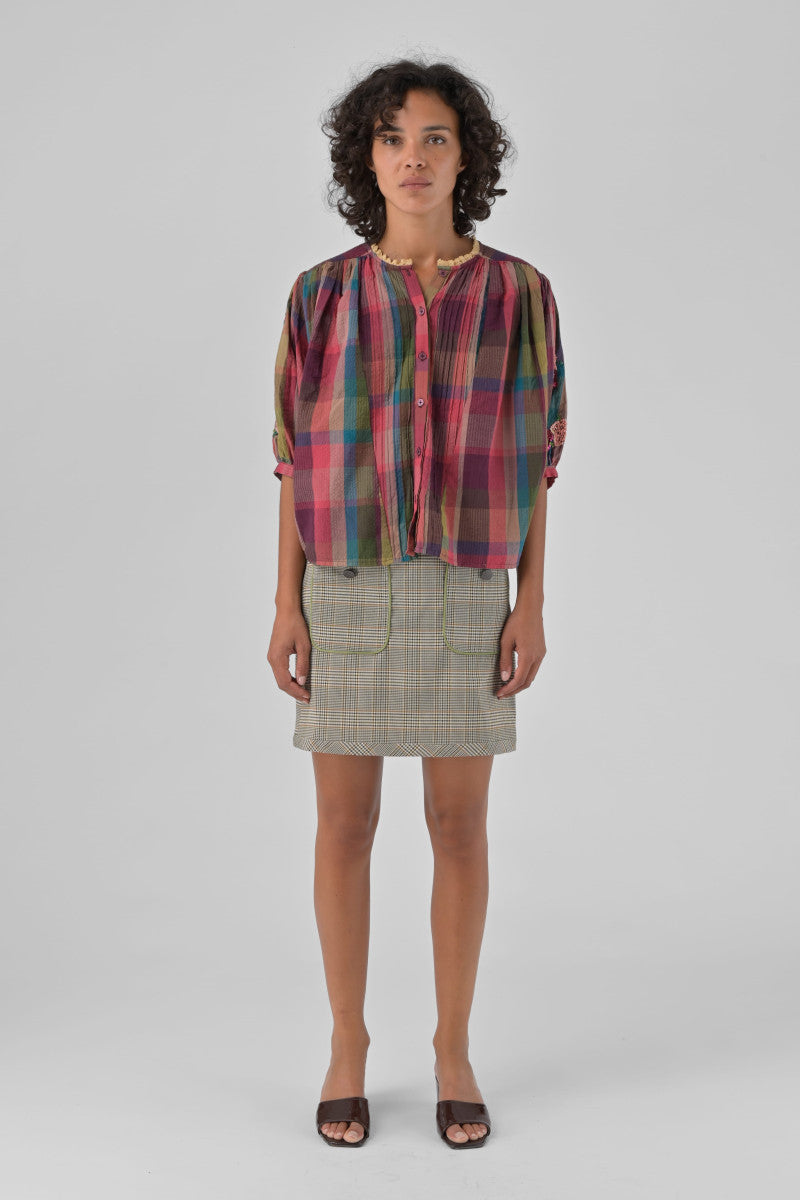 Orfeo Top Mara Multi Check & Sequins - Precious Sparkle