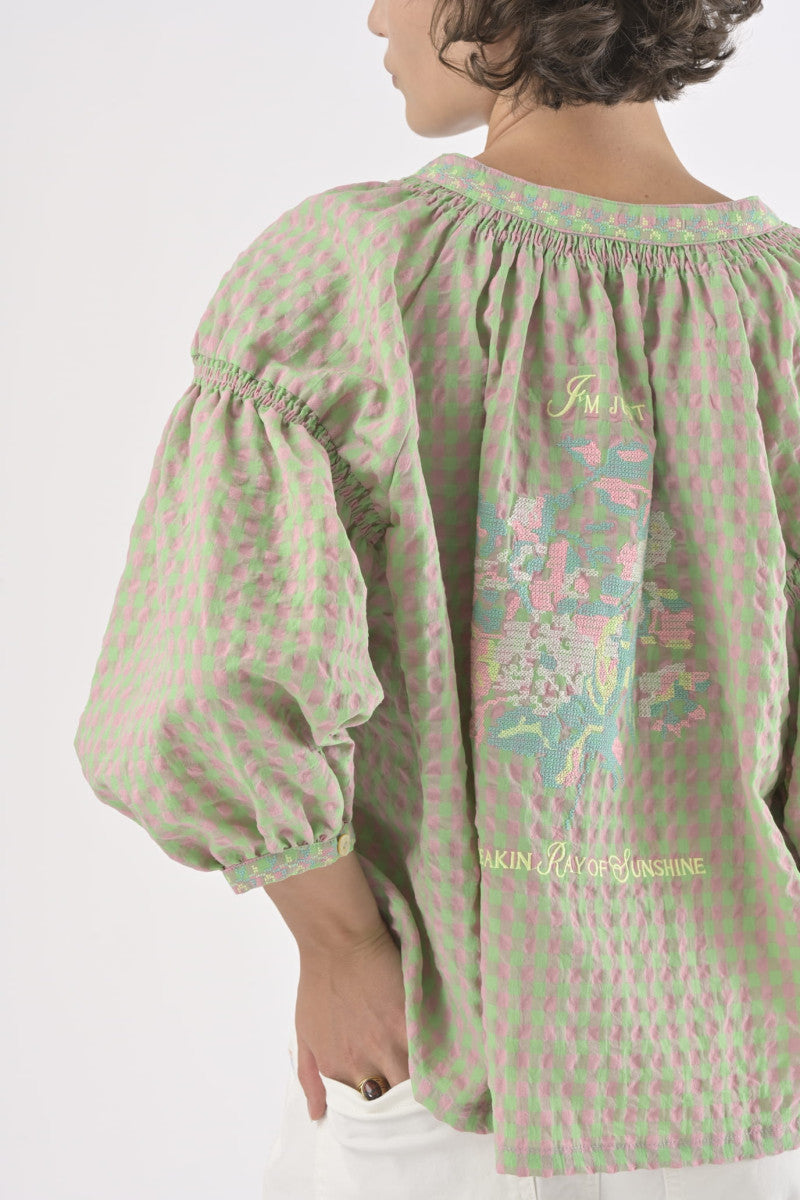 Orfeo Daniele Blouse Checkered Rose - Precious Sparkle