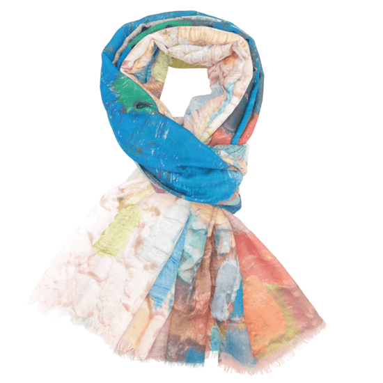 Pure Fashions Accessories Abstract Painting Scarf Blue