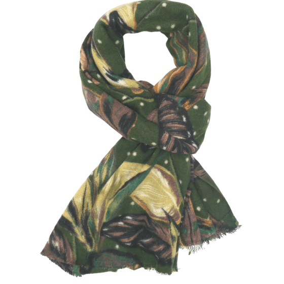 Pure Fashions Accessories Dotty Leaves Scarf Green