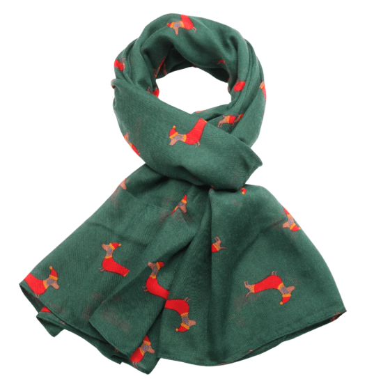 Pure Fashions Accessories Festive Sausage Dogs Scarf