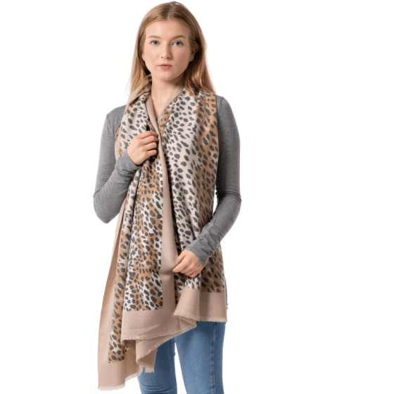 Pure Fashions Accessories Leopard Print Scarf Cream