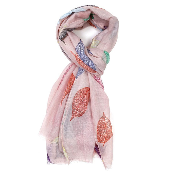 Pure Fashions Accessories Multi Leaf Scarf Pink