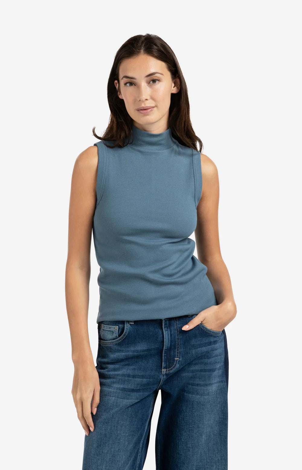 YAYA Ribbed Singlet w/ High Neck