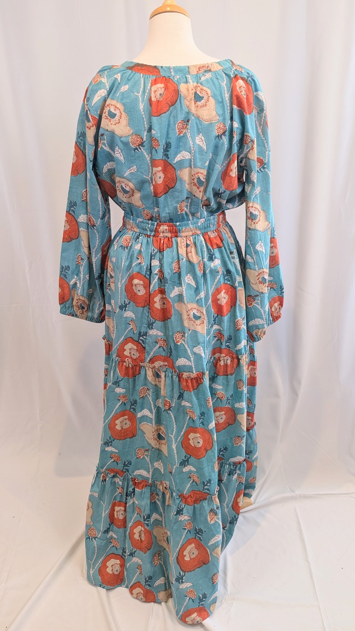 Twinflower Jane Aqua Orange Floral Maxi Skirt