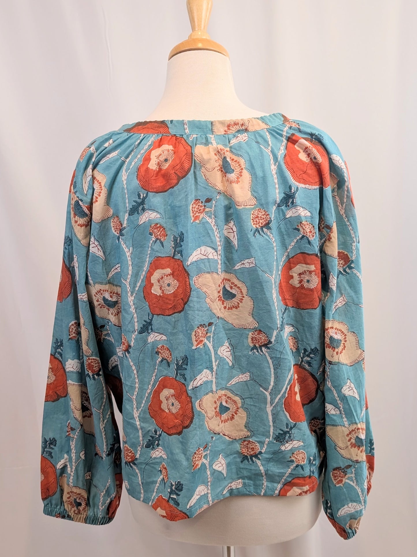 Twinflower Clara Aqua Orange Cotton Blouse