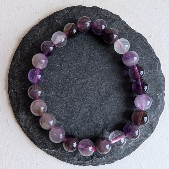 Violet Fluorite Stretchy Gemstone Bracelet 8mm