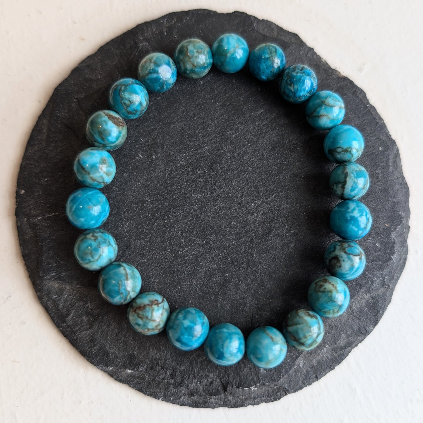 Blue African Turquoise Stretchy Gemstone Bracelet 8mm