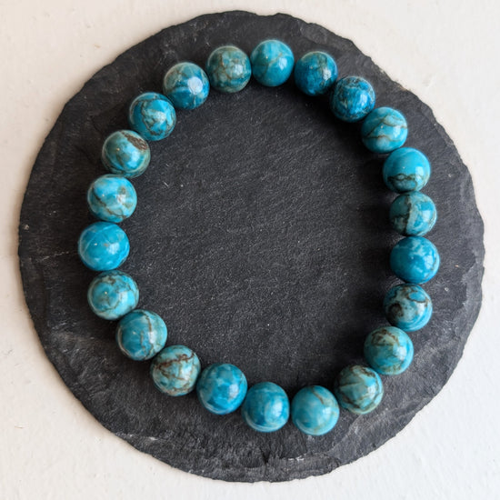 Blue African Turquoise Stretchy Gemstone Bracelet 8mm