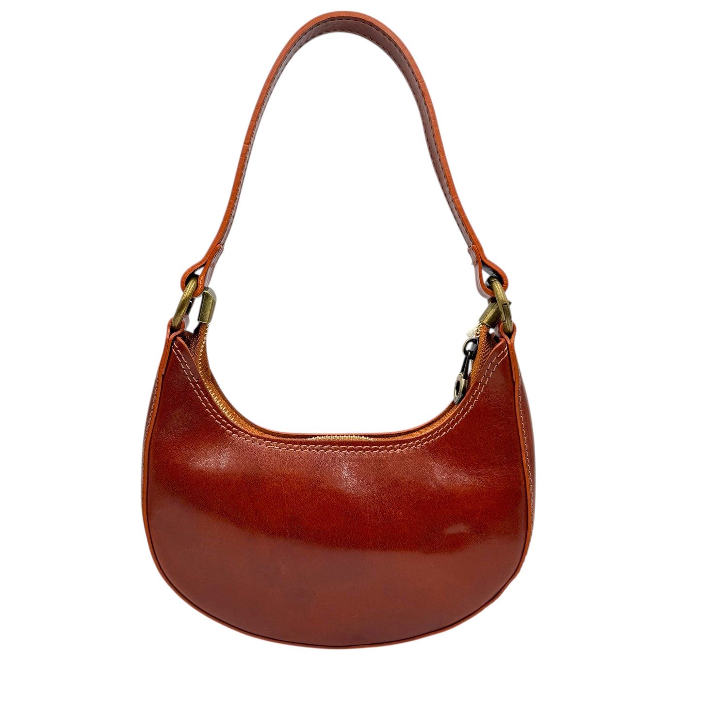 Leather Camel Small Half-Moon Shoulder Bag