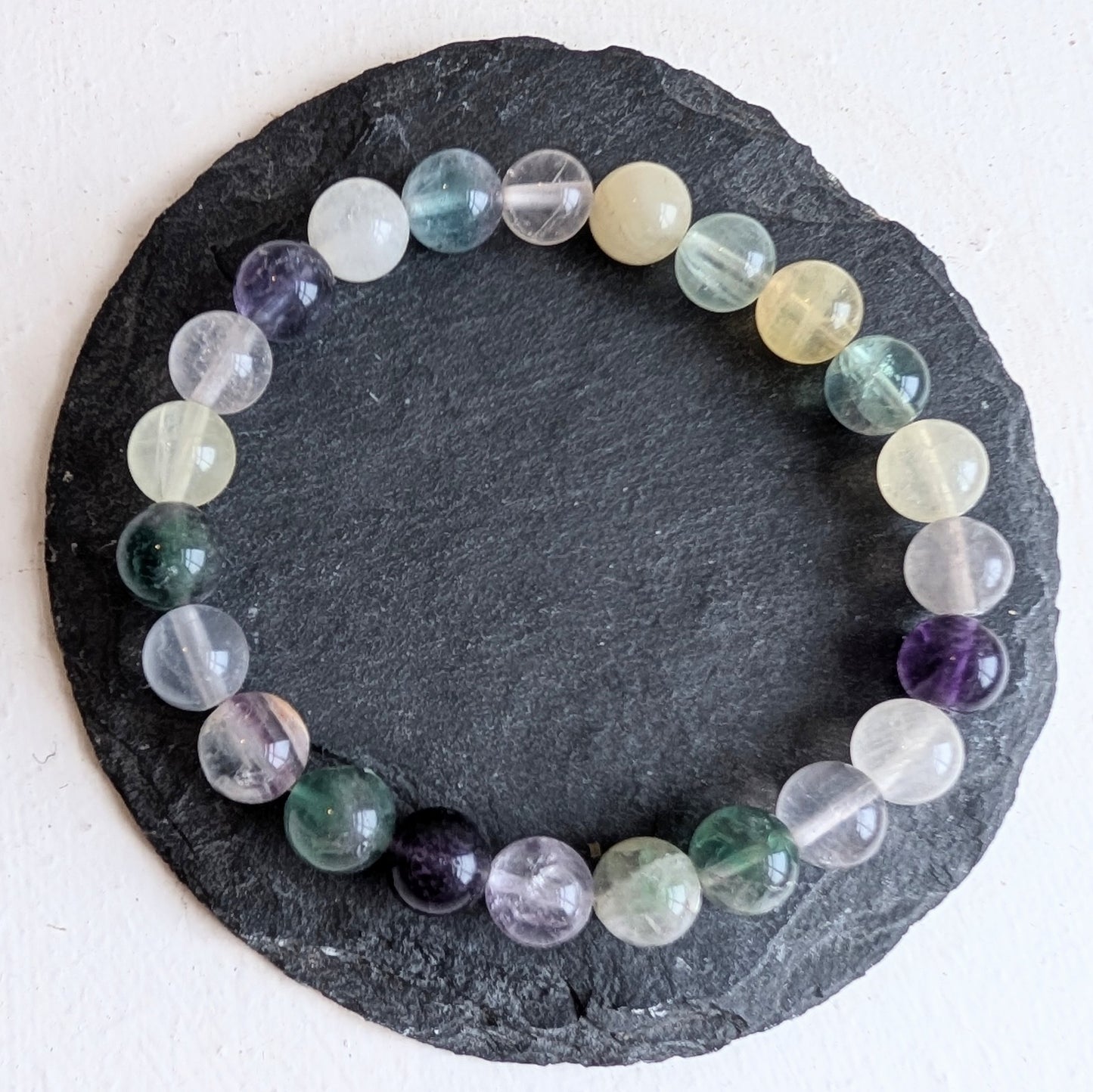 Multi Fluorite Stretchy Gemstone Bracelet 8mm