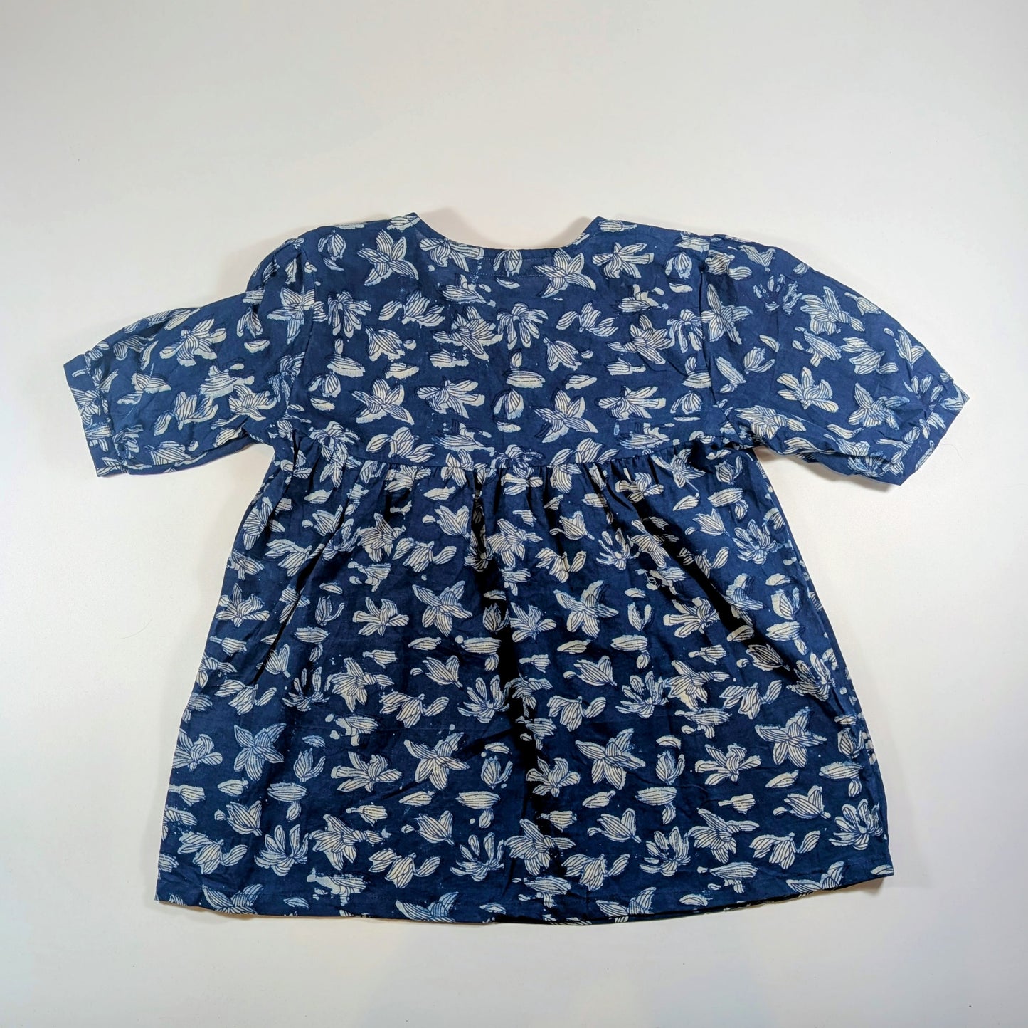 Twinflower Indigo Scattered Flowers Cotton Block Print Blouse - Precious Sparkle