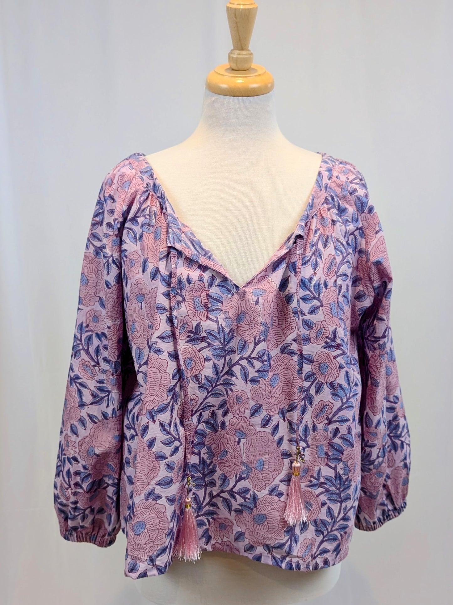 Twinflower Clara Lilac Floral Cotton Blouse