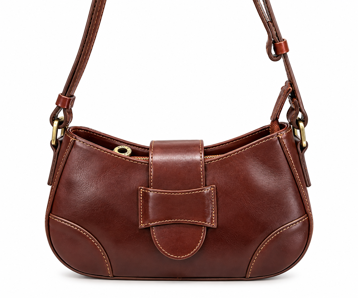 Leather Brown Envelope Shoulder Bag