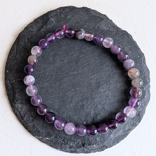 Violet Fluorite Stretchy Gemstone Bracelet 6mm