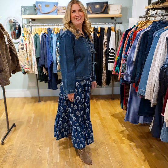 Twinflower Indigo Floral Maxi Skirt
