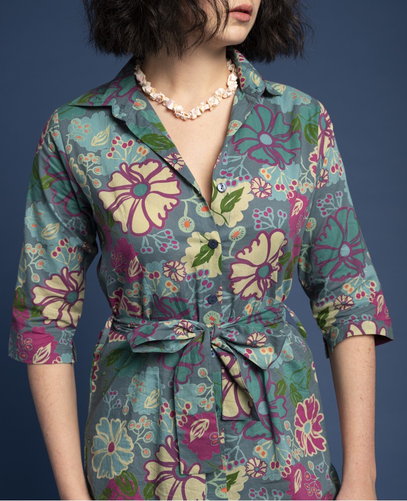 Les Touristes Bari Dress Long Cosmos Teal