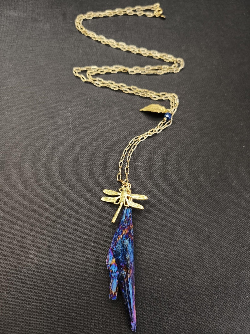 Jasper Stone Gold Long Chain Necklace